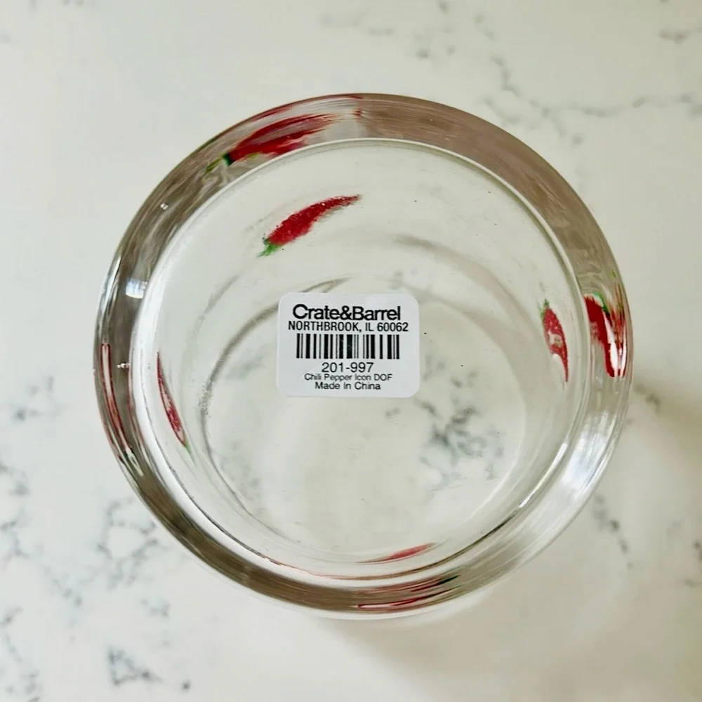 Crate&Barrel Chili Pepper Icon Double Old-Fashioned Glass